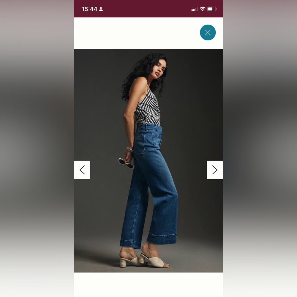 The Colette Denim Cropped Wide-Leg Jeans by Maeve